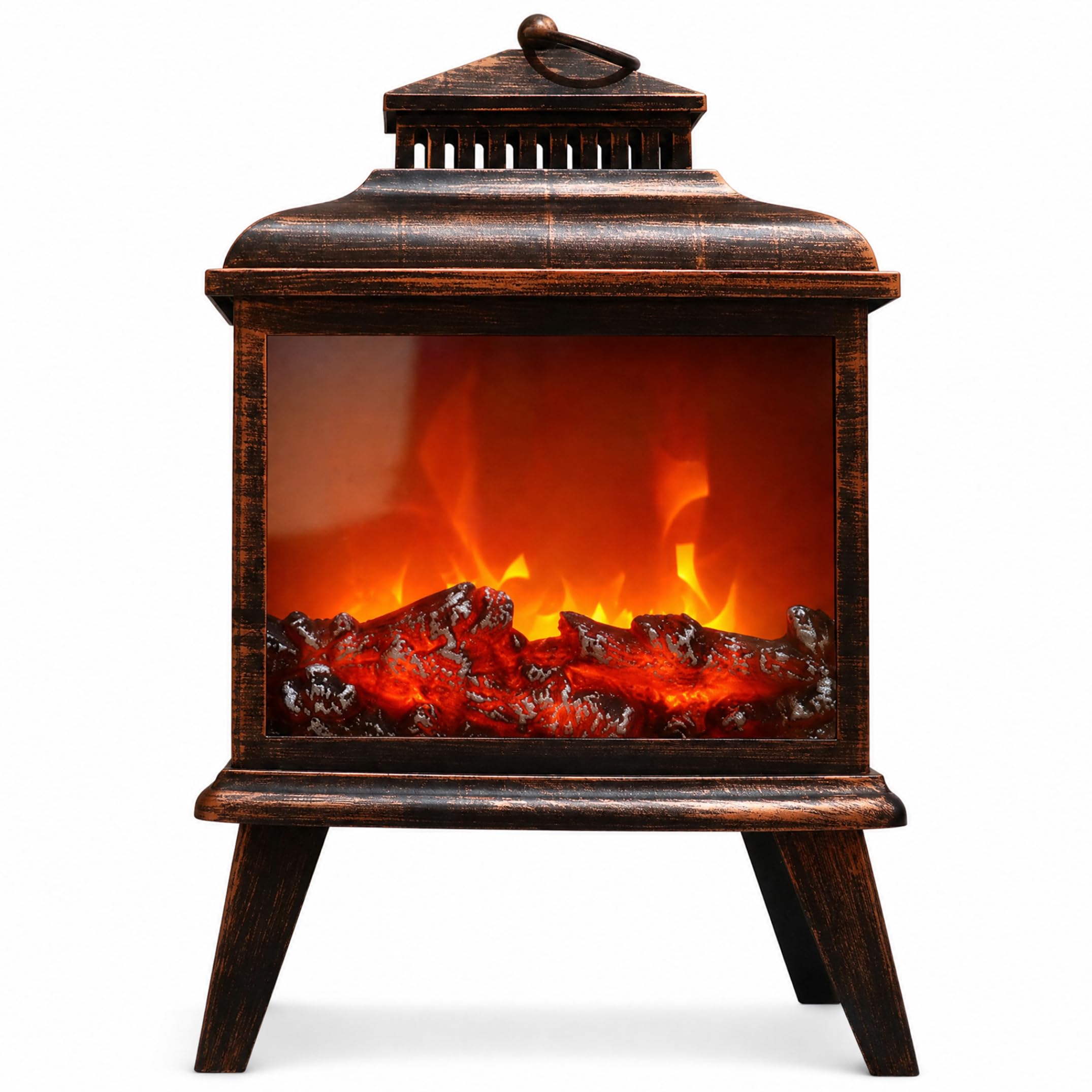 Tsawntd Fireplace Decor, LED Fireplace Lamp Artificial Decor USB & Battery Powered Desktop Lamp with Realistic Flame Effect for Home Office Hotel