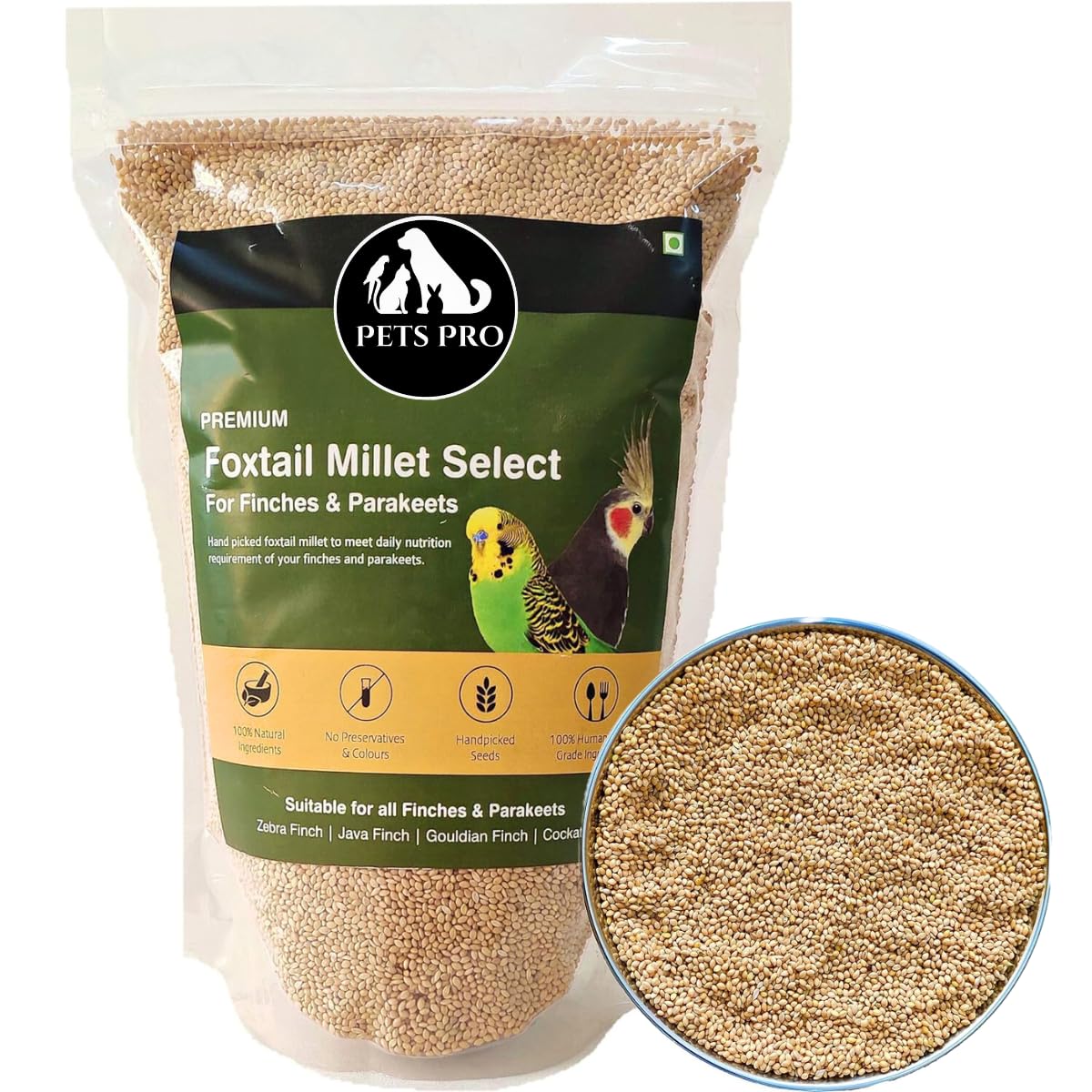 Pets Pro Premium Foxtail Millet Kangni Seeds for Birds Food, 500gm, Nutrient-Rich, All Life Stages, Canaries, Finches, Waxbills, Budgies, Lovebirds, Cockatiels, Parrots, Parakeets Under 100 (B0DC4N3NTF) Amazon Price History, Amazon Price Tracker