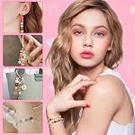 Looconi 1000pcs 4x7mm Round Letter Beads Colorful Acrylic with Gold Letter Alphabet for Jewelry Making
