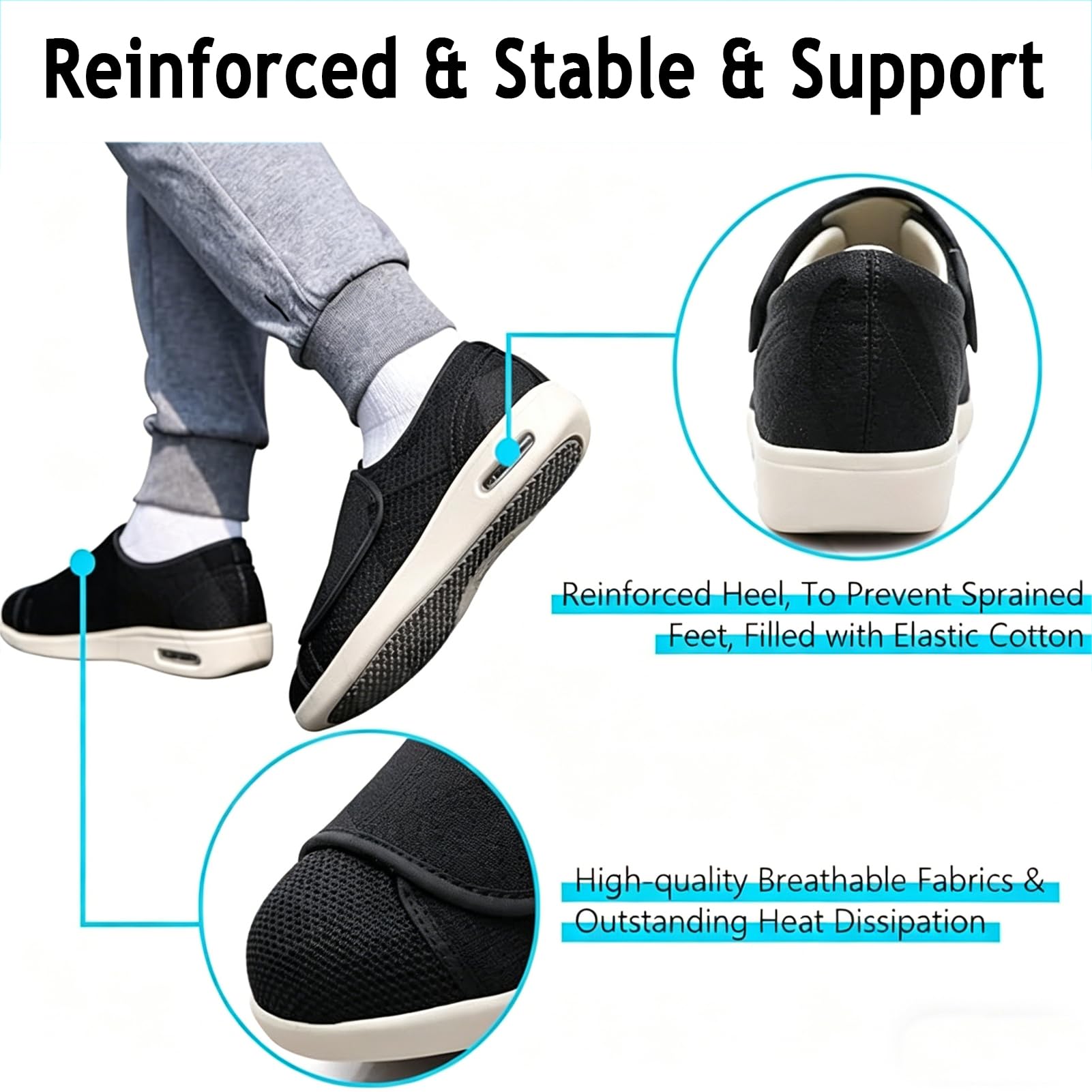 Scarpe per Diabetici Uomo Donna Chiusura Scarpe Terapeutiche Scarp Alluce Valgo Ammortizzazione Ad Aria Scarp Casual Fascite Plantare Piedi Gonfi per Anziani Piedi Artritici