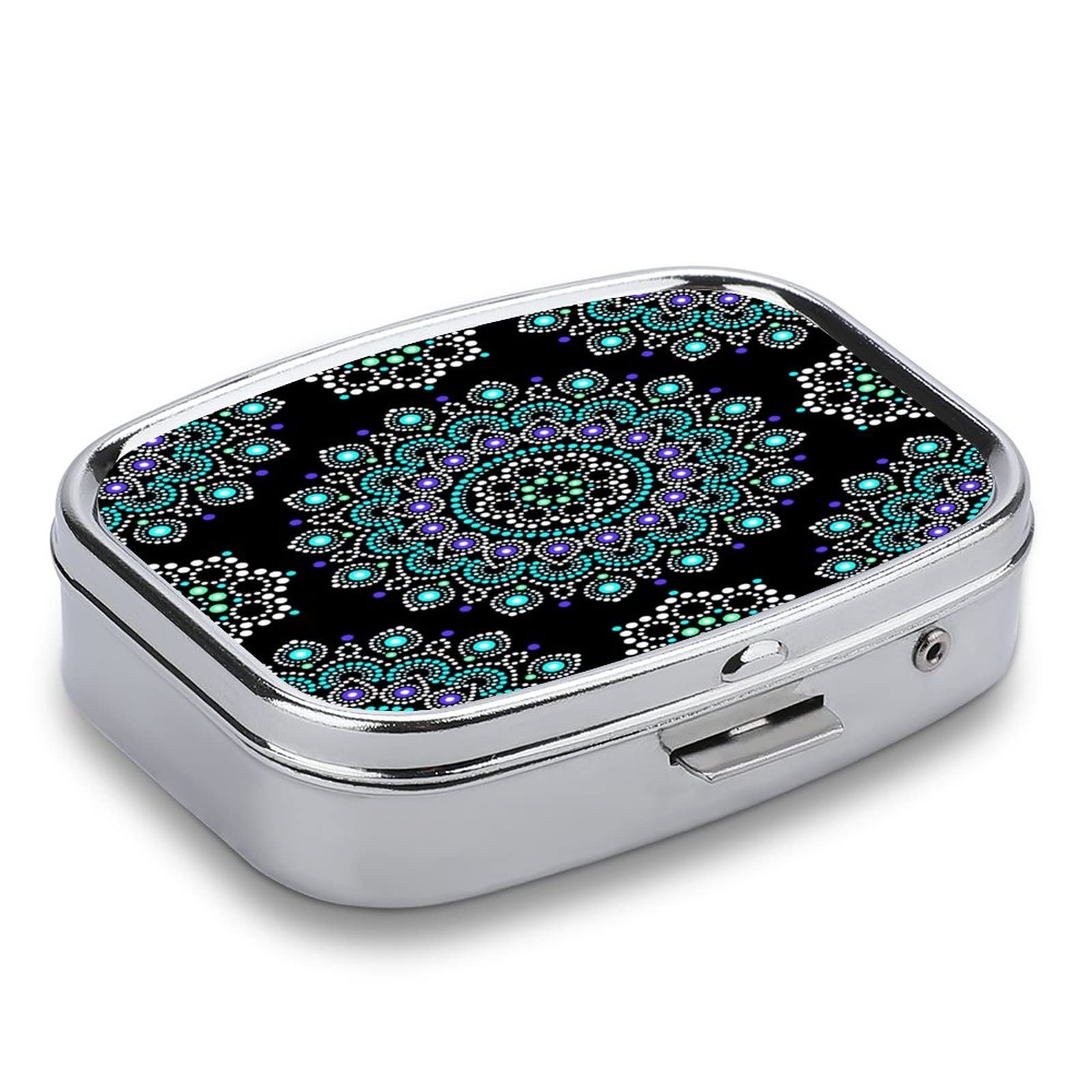 Caja De Pastillas De Viaje Patrón De Puntos De Datura Azul Caja De Pastillas Portátil Caja De Bolsillo Dispensador Compartimiento De Vitaminas Contenedor Caja De Pastillas