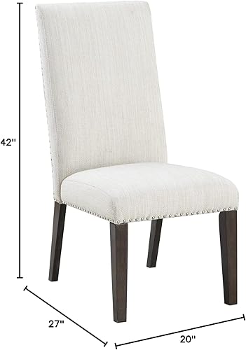 Miniatura 3 de Steve Silver Hutchins Dining Collection - Juego de 2 sillas auxiliares tapizadas de estilo clásico, acabado de carbón polvoriento, tela crema,