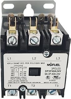 LNKWEL 3 Pole Air Conditioner Contactor 40 Amp 24VAC Coil, Condenser Contactor Compressor Contactor AC Definite Purpose Contactor