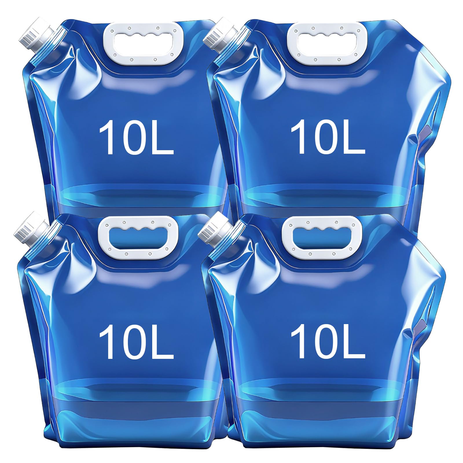 Pack of 4 Foldable Water Canisters, 10 L, Drinking Water Canister, BPA-Free, Water Container Portable, Folding Canister, Water Bag, Camping, Reusable, Water Bag for Camping, Hiking, Blue-picture-17