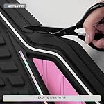 PIC AUTO Tapis de voiture, en aluminium rose-mélangé avec des tapis de voiture à bandes irisés pleine circonférence, matelas en caoutchouc universel pour voitures, camions & VUS, tout temps, non glissant, tapis d'intérieur facile à nettoyer