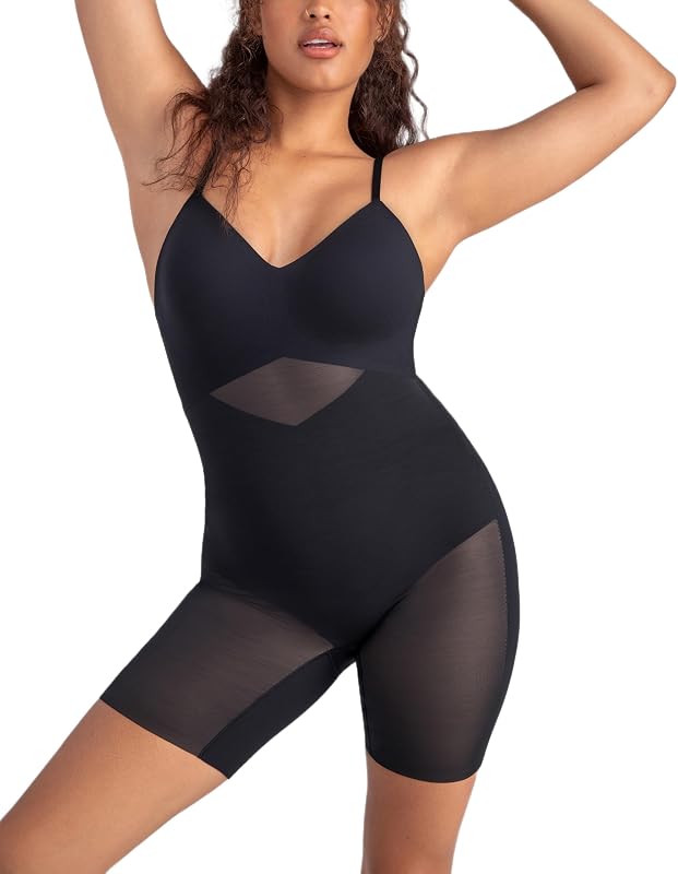 HONEYLOVE Low-Back Bodysuit Shapewear for Women with Built In Wireless Bra | This low-back shapewear bodysuit features targeted compression and doubleknit shaping panels for squeeze-free sculpting