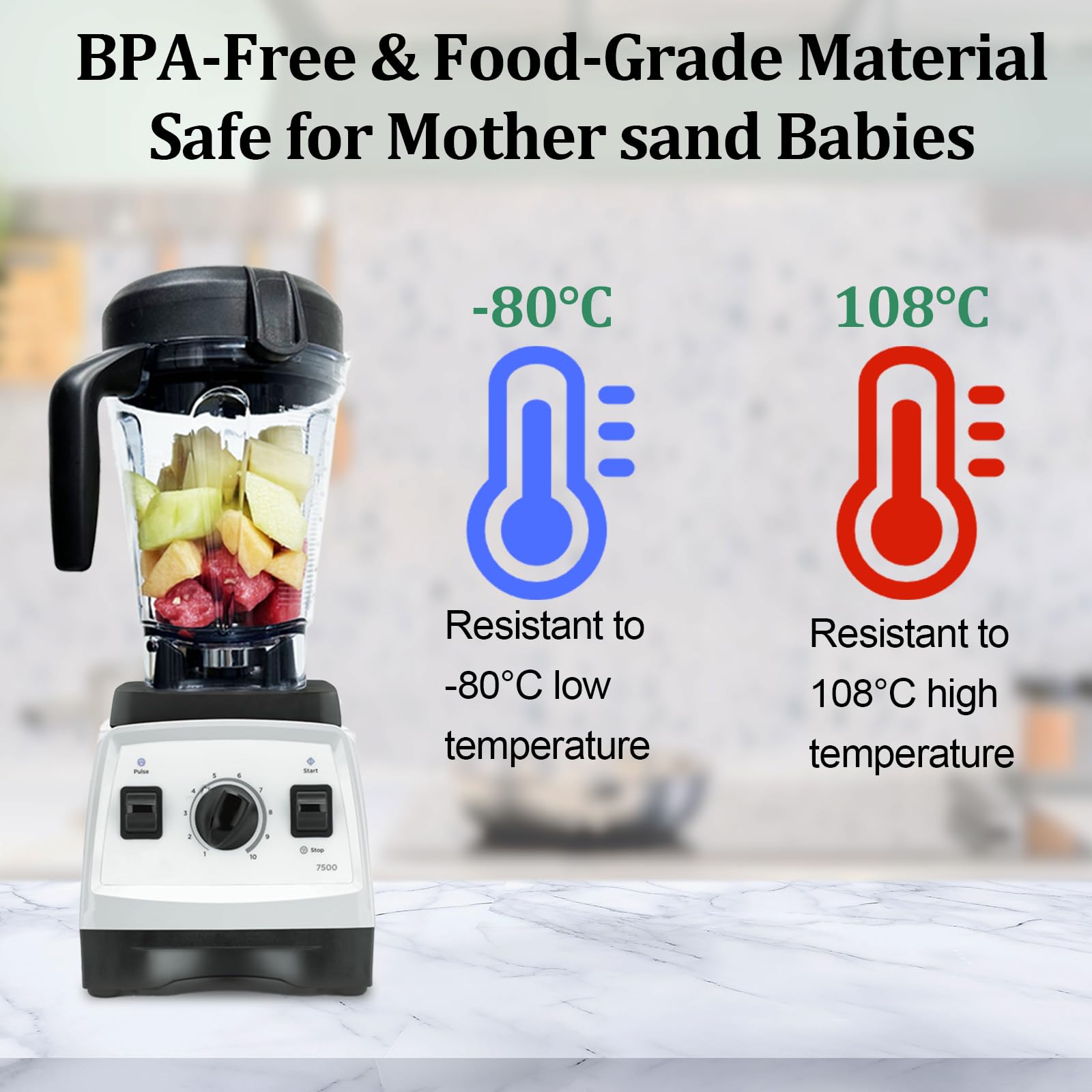 Pour mixeur Vitamix 64 oz profil bas, pitcher de rechange pour Vitamix 750 5300 5200 7500 6300 Vm0102 Vm0103 Vm0197 E310 G/Classic C/Explorian/Commercial Series, etc