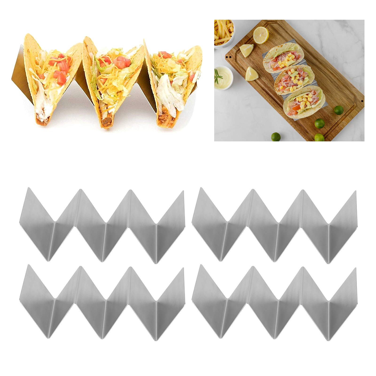 4-pakowe uchwyty na taco, stojaki na taco ze stali nierdzewnej w kształcie litery W, pionowe stojaki na naleśniki i tortille, przybory kuchenne do serwowania i grillowania
