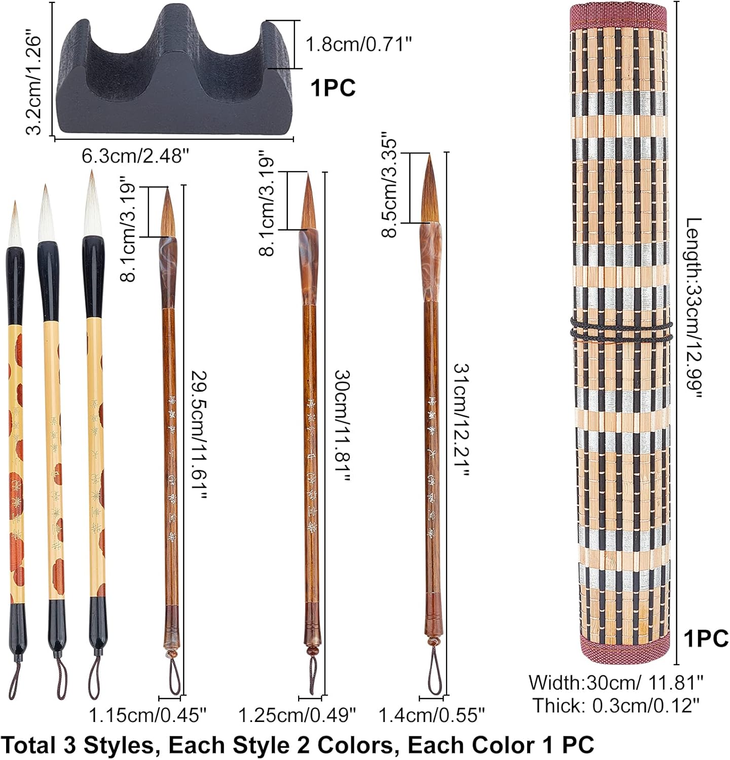 PandaHall 6PCS Chinese Calligraphy Brushes Watercolor Brushes Painting