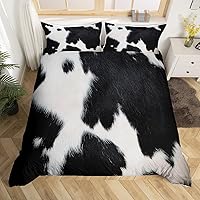 Vista 8 de Juego de ropa de cama con estampado de vaca lechera, funda de edredón rosa de tractor, camión de construcción de granja, funda de edredón rústica