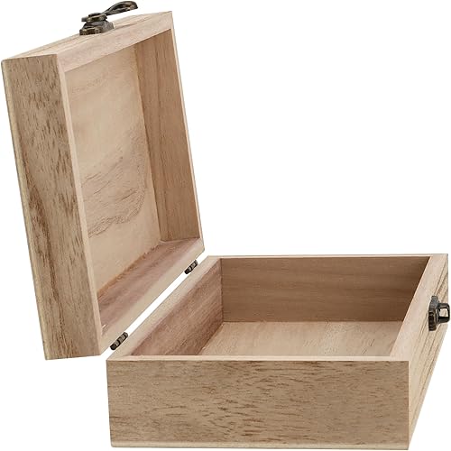 Miniatura 5 de FUNSUEI 10 cajas de madera de 7.9 x 3.9 x 2 pulgadas, caja de madera sin terminar, cajas de madera para manualidades, cajas de madera con tapa con