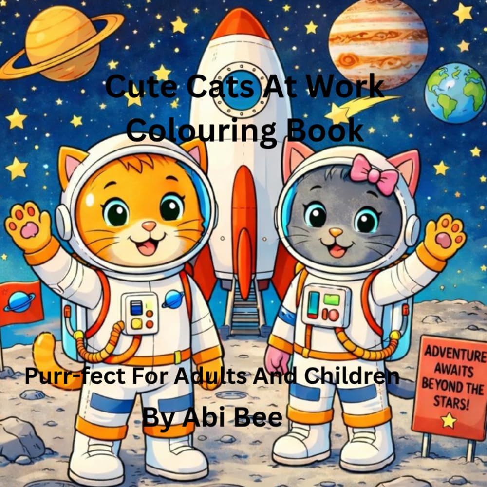 Cute Cats At Work Colouring Book: Purr-fect For Adults And Children