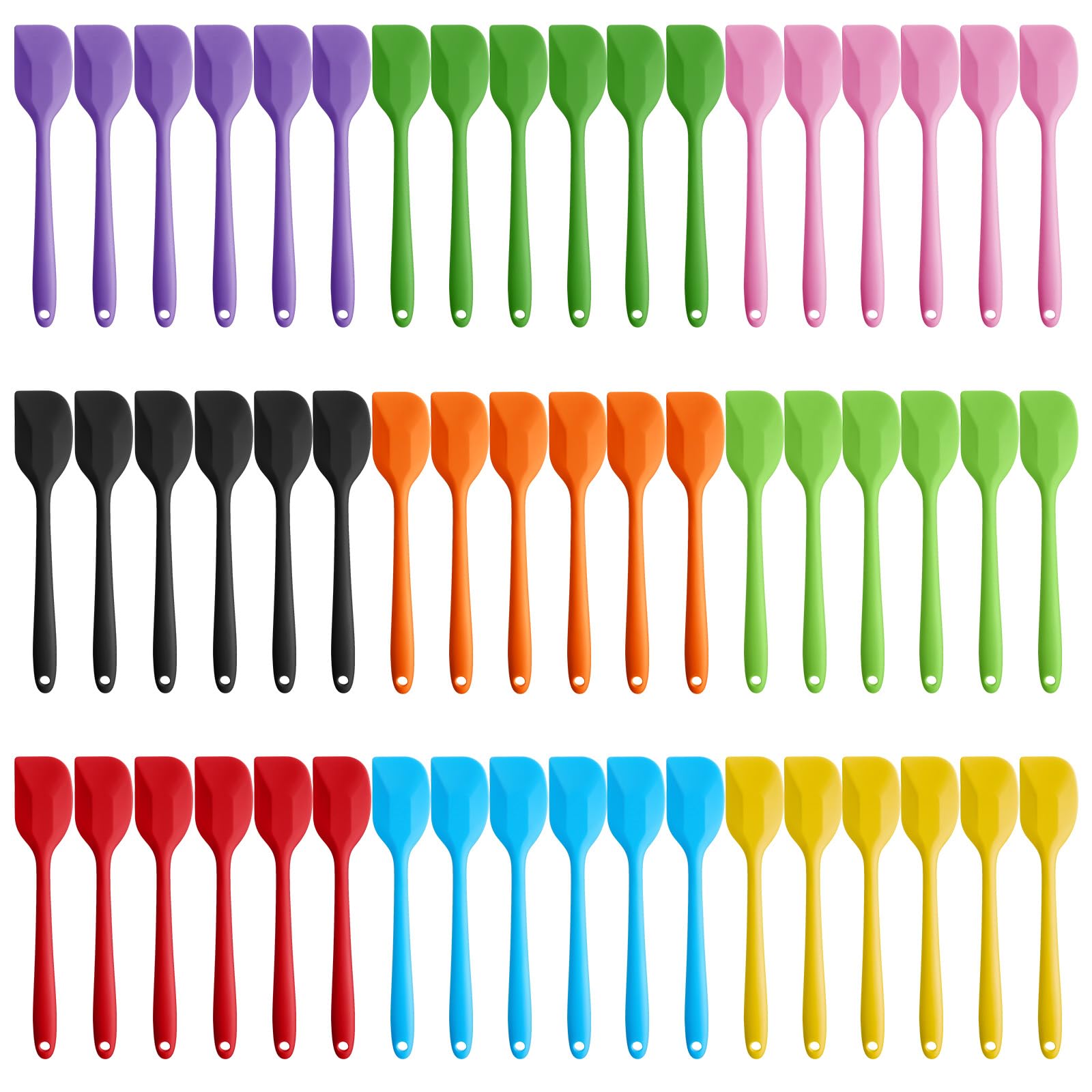Hsei 54 Pieces Silicone Spatulas 8.1 Inch Rubber Spatula Heat Resistant Non Stick Flexible Cooking Scraper Baking Mixing Tool with Stainless Steel Inside for Kitchen Cookware Dishwasher Safe, 9 Colors
