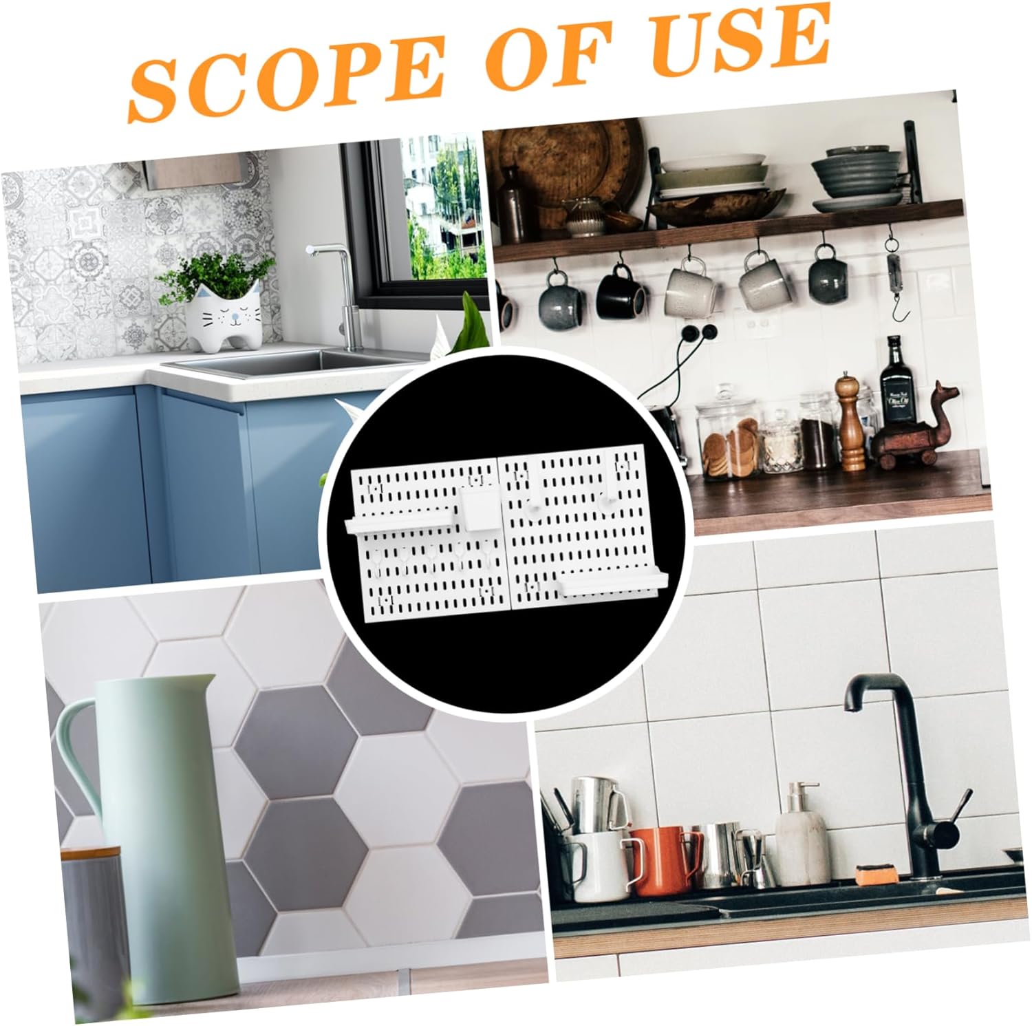 Veemoon 1set Pegboard Wall Organizer Storage Kit with Hooks and Shelves for Home Kitchen and Garage Efficient Wall-Mounted for Maximum Space Utilization