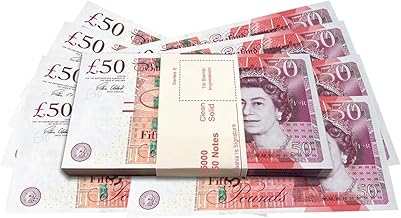 Prop Money Cash - £50 Note Stacks for Pranks & Movies - Fake 50 Notes for Casino, Photo Booth Play