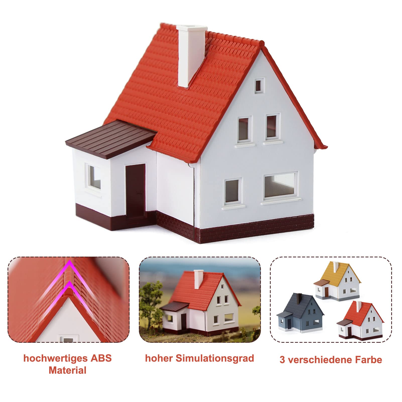 Evemodel 1 piste N 1:160 maisons maison individuelle pavillon break accessoires pour la décoration de train miniature (rouge)