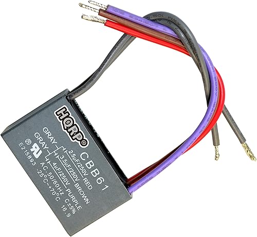 Miniatura 85 de HQRP Condensador compatible con ventilador de techo Hampton Bay 4.5uf+5uf+6uf 4-Wire CBB61