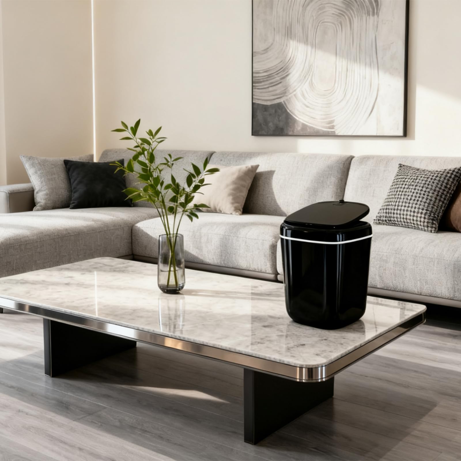 Poubelle de Table 2.4L avec Couvercle pour Bureau Salle de Bain