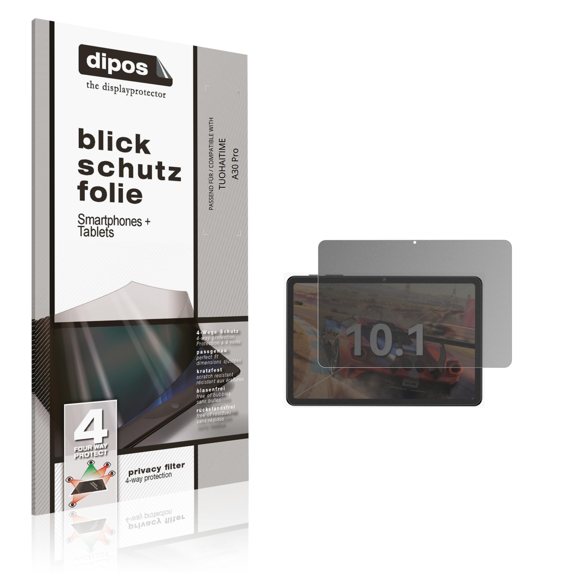 dipos Protector de Pantalla Antiespía para TUOHAITIME A30 Pro | Película protectora mate, filtro de privacidad 4 vías, ajuste perfecto, antiarañazos, sin burbujas, autoadhesivo