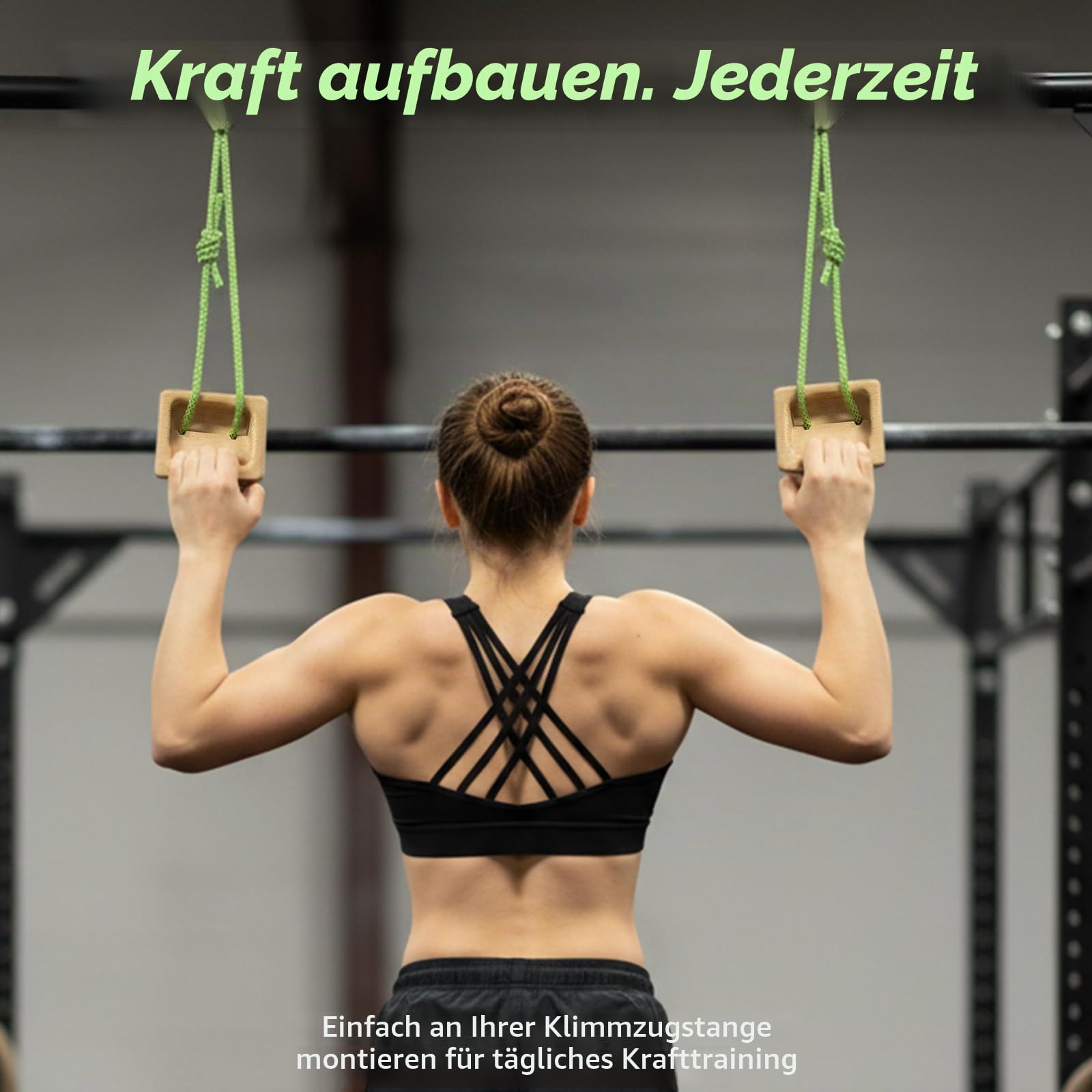 J Bryant Tragbares Holz-Trainingsboard für Kletterer – Doppel-Tiefen-Fingerboard zur Griff- und Unterarmkraft-Übung – Buchenholz mit Seilen & Karabinern