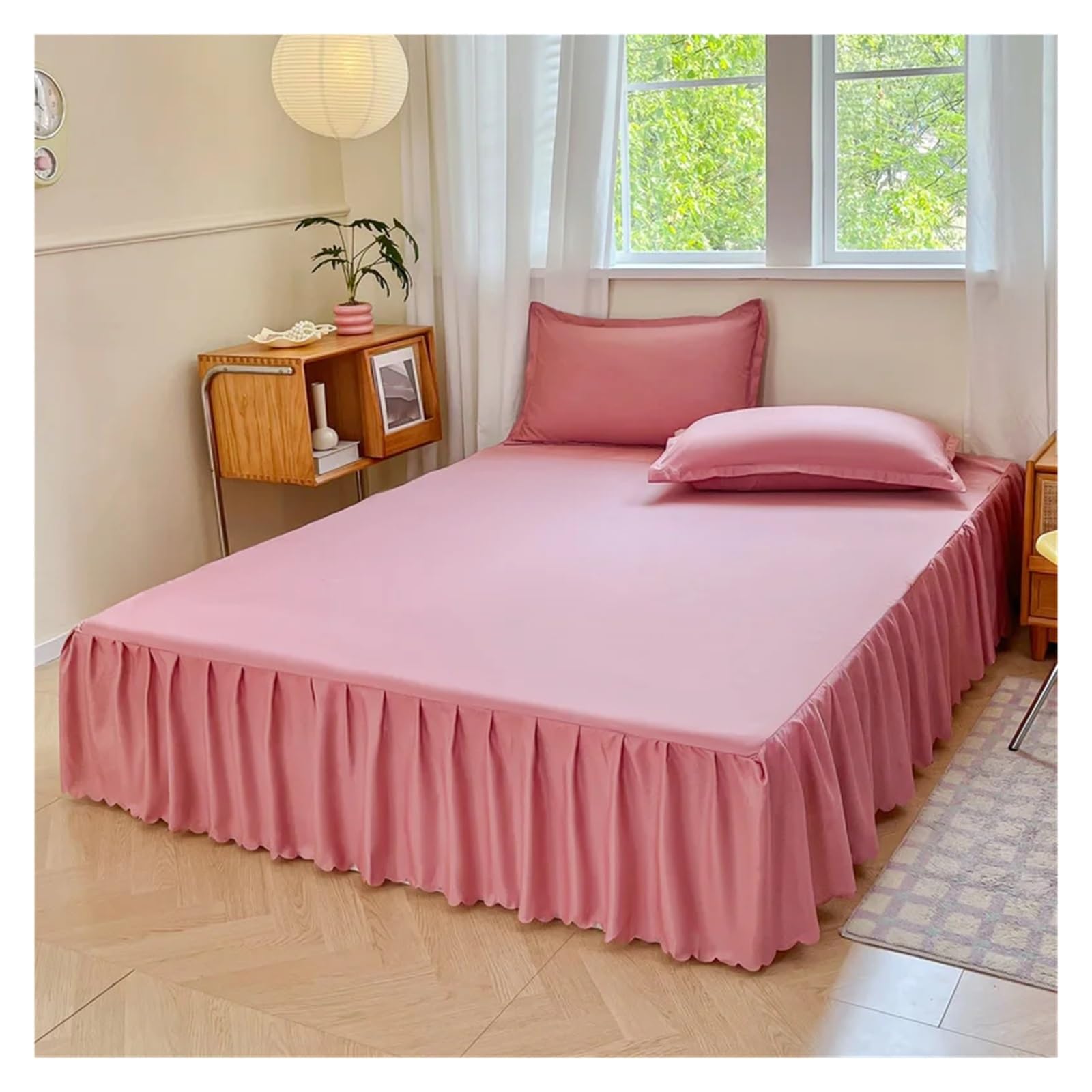 Bed Skirt Solid Color Bed Skirt Four Corners With Elastic Band Bedspread Twin/Full/Queen/King Size Style Mattress Protector(Color-7,Twin 99x190cm)
