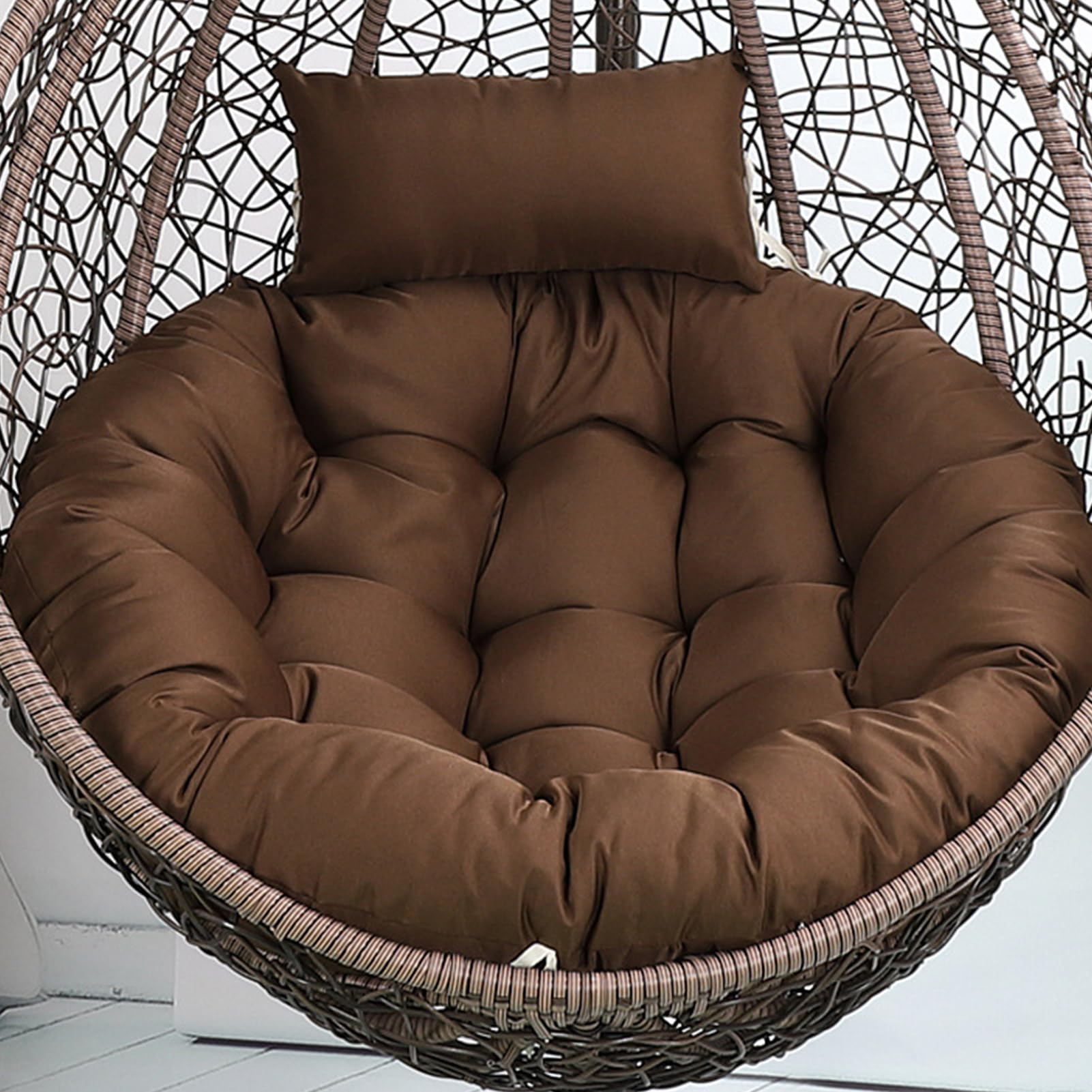 Aocase Egg Chair Cushion with Headrest Pillow, Soft Removable Swing Pad Hanging Chairs, Hammock Chairs Pads, and Hanging Basket Cushions Replacement for Outdoor Indoor,NO16,110cm
