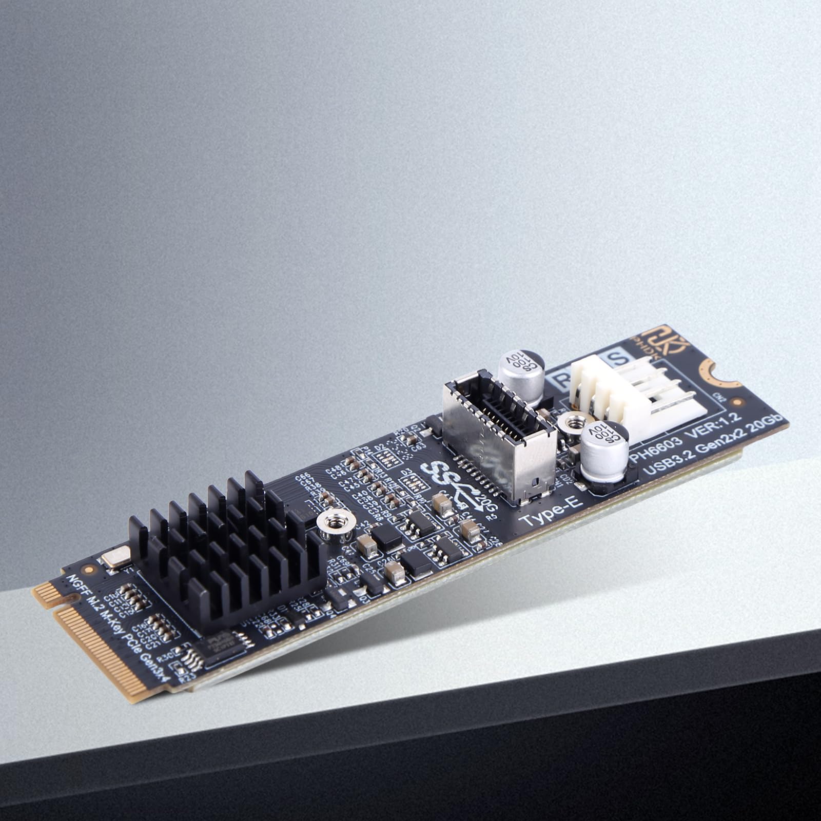 M2 PCIe NVMe auf Typ E Erweiterungskarte 20 Gbit/s USB 3.2 Frontplattenadapter for Desktop-PC