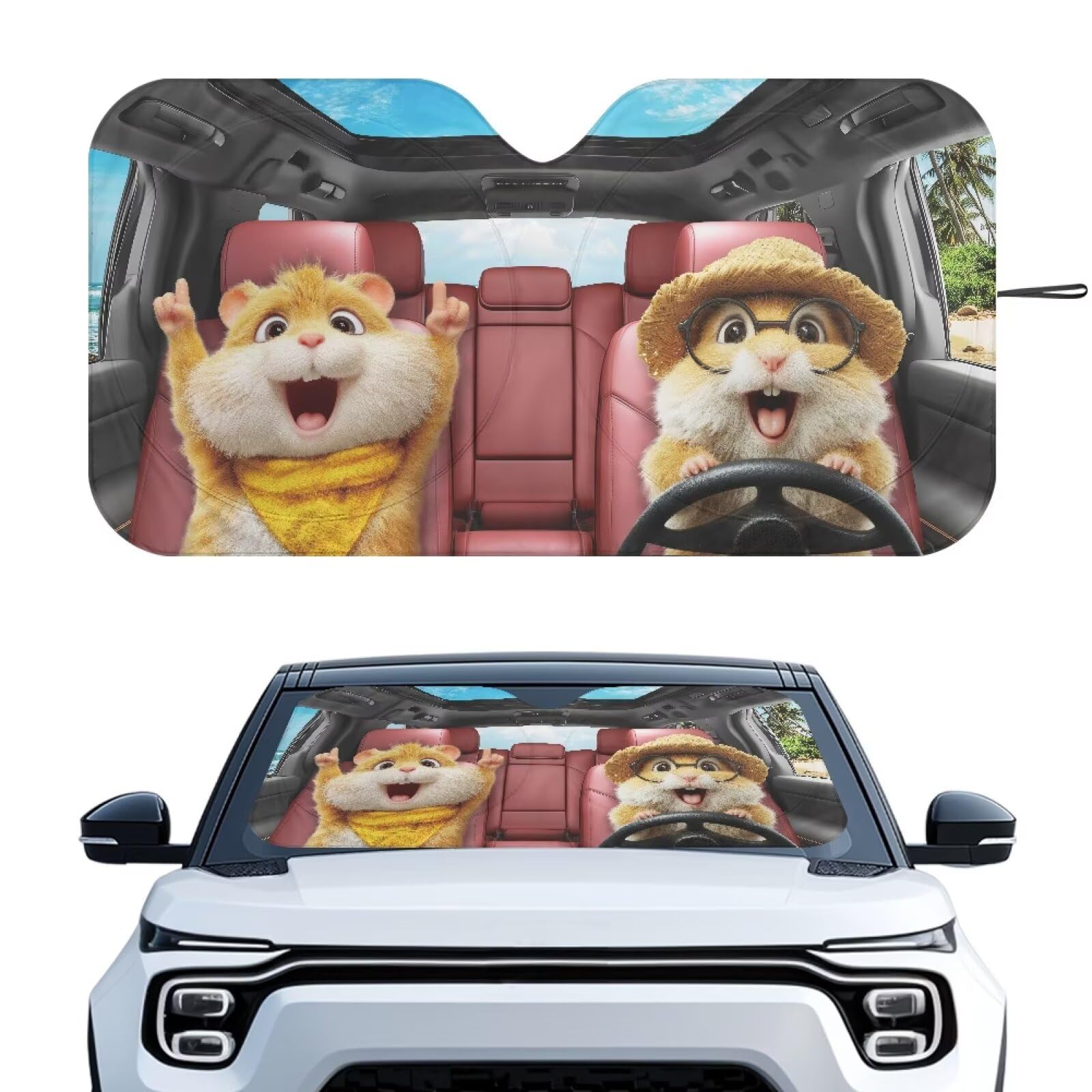 Hamster Sunshade Visor Car Windshield Sun Shade Easy Installation Foldable Automotive Interior Accessories for Sun Protection Sun Shade for UV Protection Easy Storage