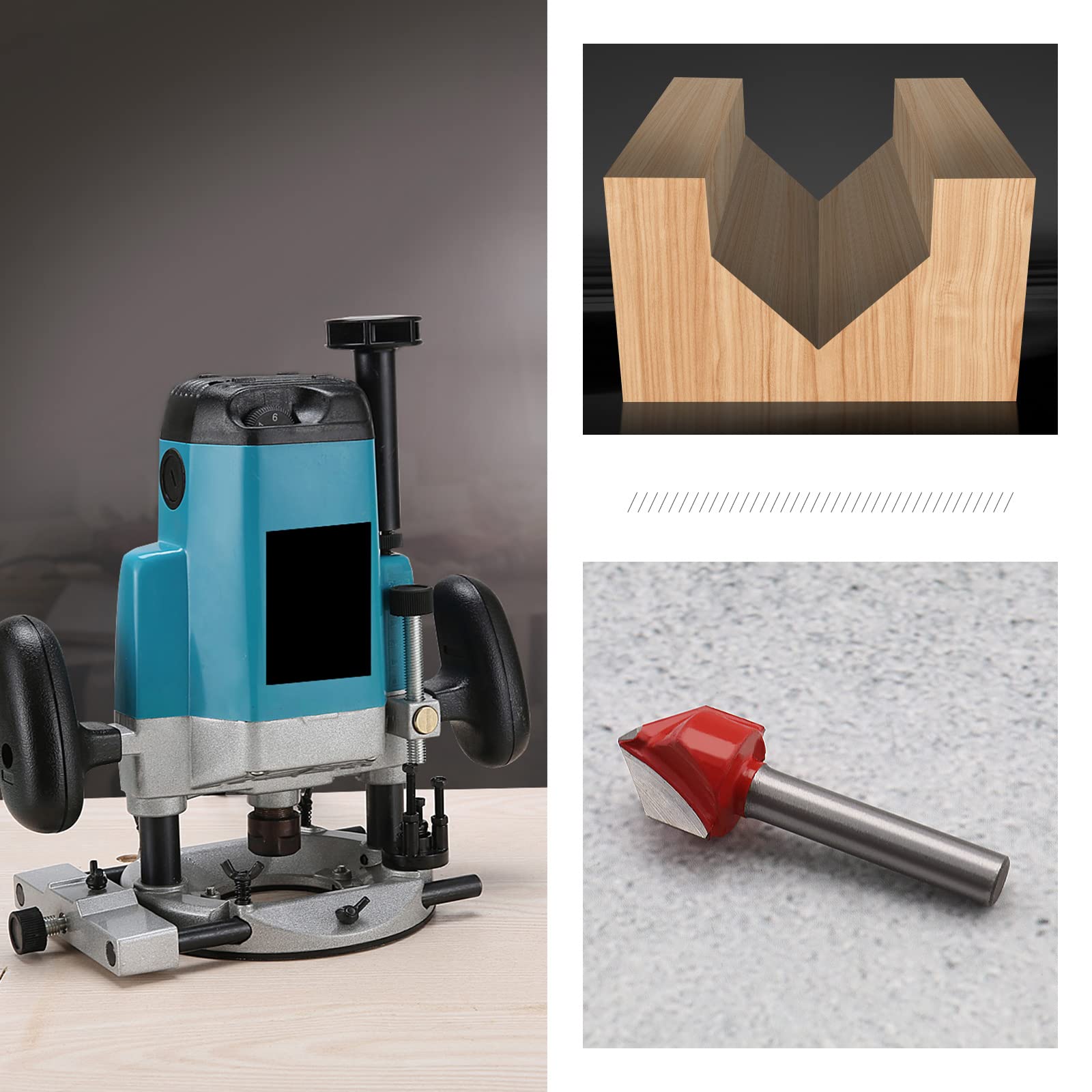 Helly Hansen Women 4Pcs 6mm Shank 90 Degree V Groove Router Bit Set ...