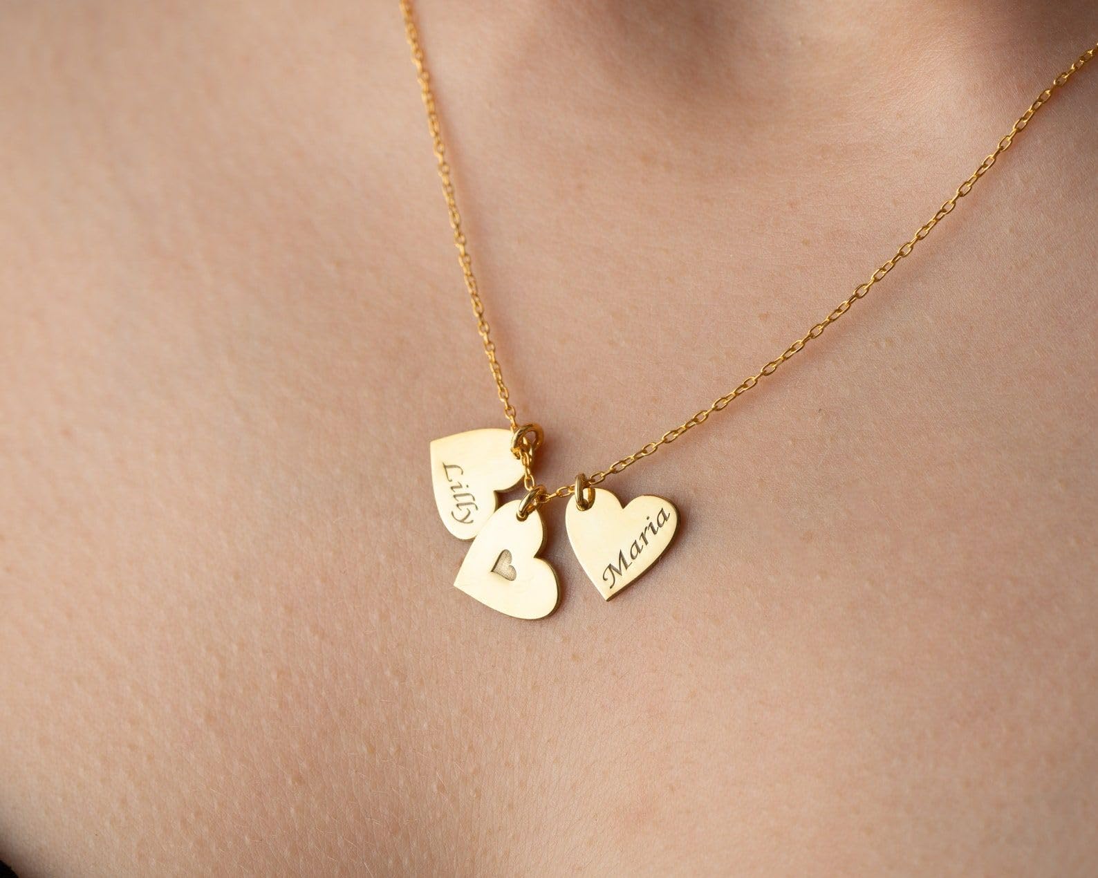 Personalizado corazón collar con nombre familia personalizado múltiple Día de la Madre Navidad aniversario cumpleaños