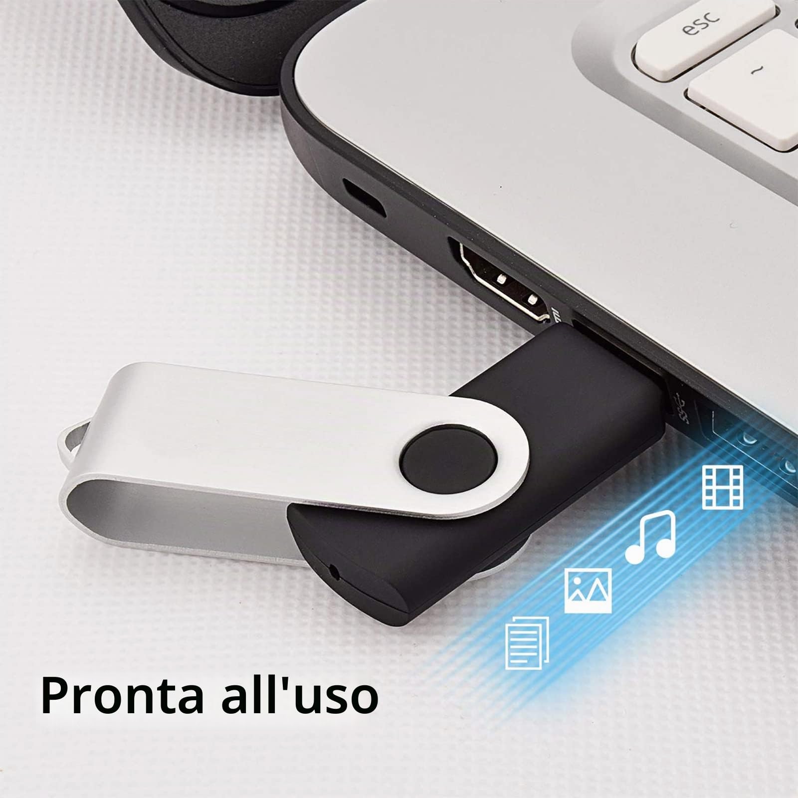 KOOTION Chiavetta USB, 【10 Pezzi -64GB】USB 3.0 Penna USB 64 Giga Piccolo e Leggero Set Pennetta USB 10 Pack Chiave USB Nero Pen Drive 64GB Con indicatore LED Para Ordenador/TV/Coche/Player, ect