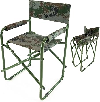 Creative Outdoor Heavy Duty Camping Chair Supports 180lbs, Lightweight Outdoor Camping Chair, Portable Directors Chair with Side Table for Camping, Lawn, Picnic and Fishing Chair, Green