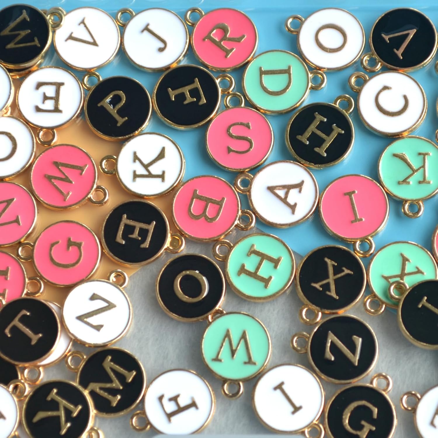 A-Z Letter Charms Round Enamel Alphabet Initial Pendant for Jewelry Making,Double-Side for Necklace Bracelet Earring DIY Craft - Image 2