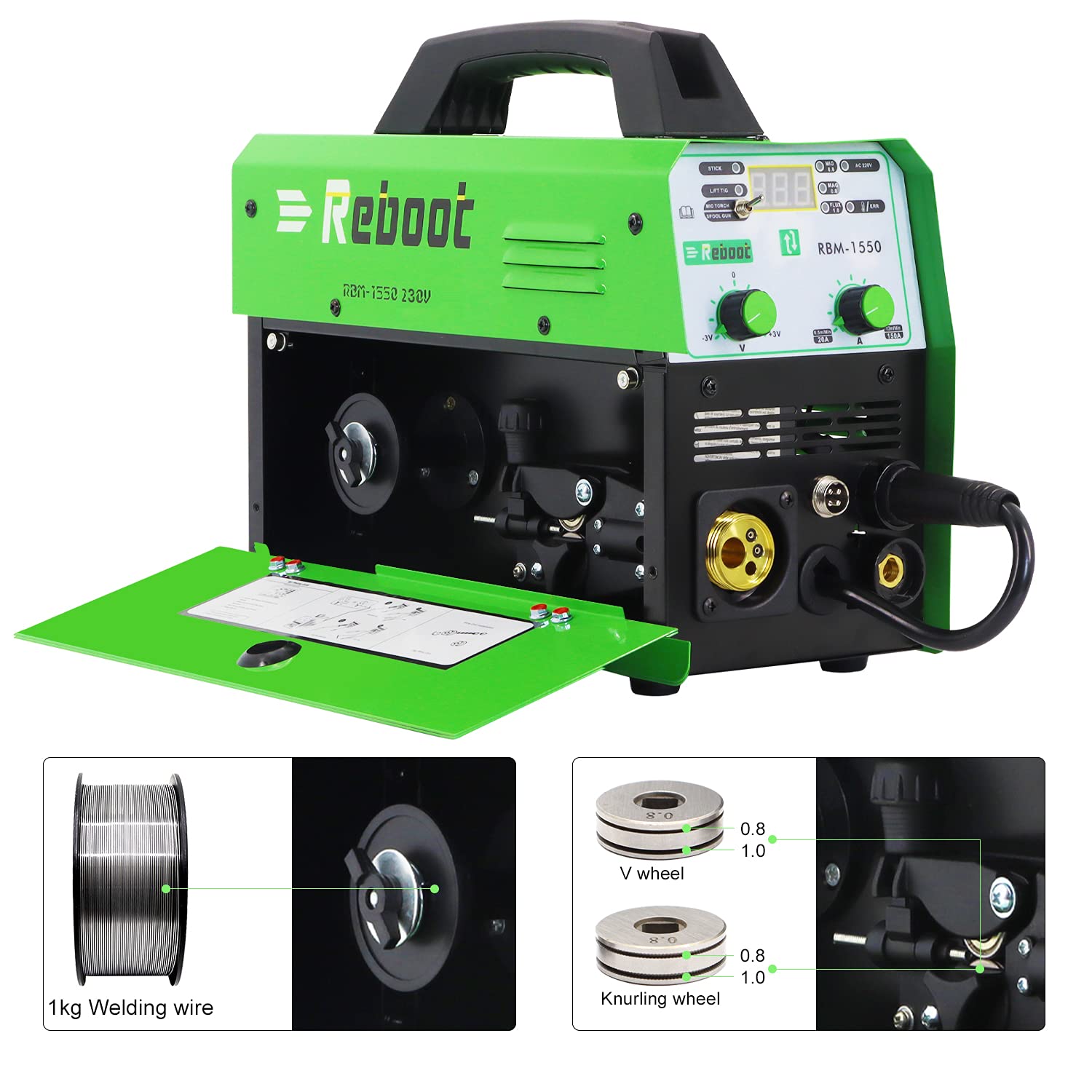 Reboot MIG155 MIG Welder 150A 4 in 1 Gas and gasless MIG/ARC/Lift TIG