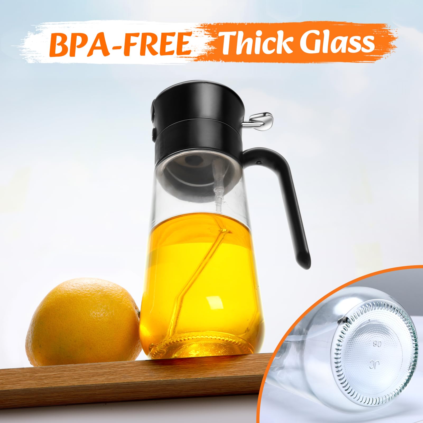 Spruzzino Olio 2-in-1 Euqvunn - 580ml Per Friggitrice Ad Aria E Cucina Sana - Foto 9