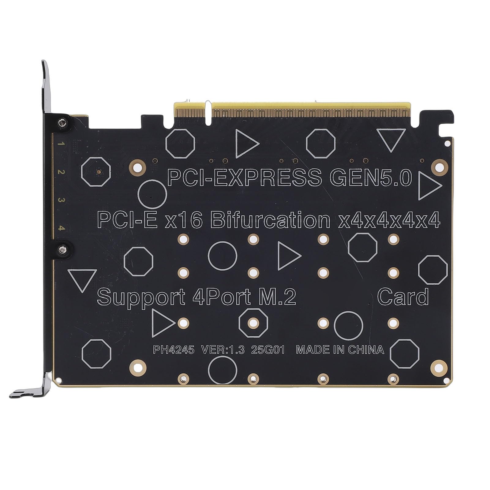 ASHATA Carte Adaptateur M.2 PCIE 5.0, Convertisseur 4 Ports M.2 NVMe SSD vers PCIE X16, Lecteur de Disque Dur, Carte d'extension Interne PC, 4 X 128 Gbit/s, clé, Idéale pour Les Postes de Travail