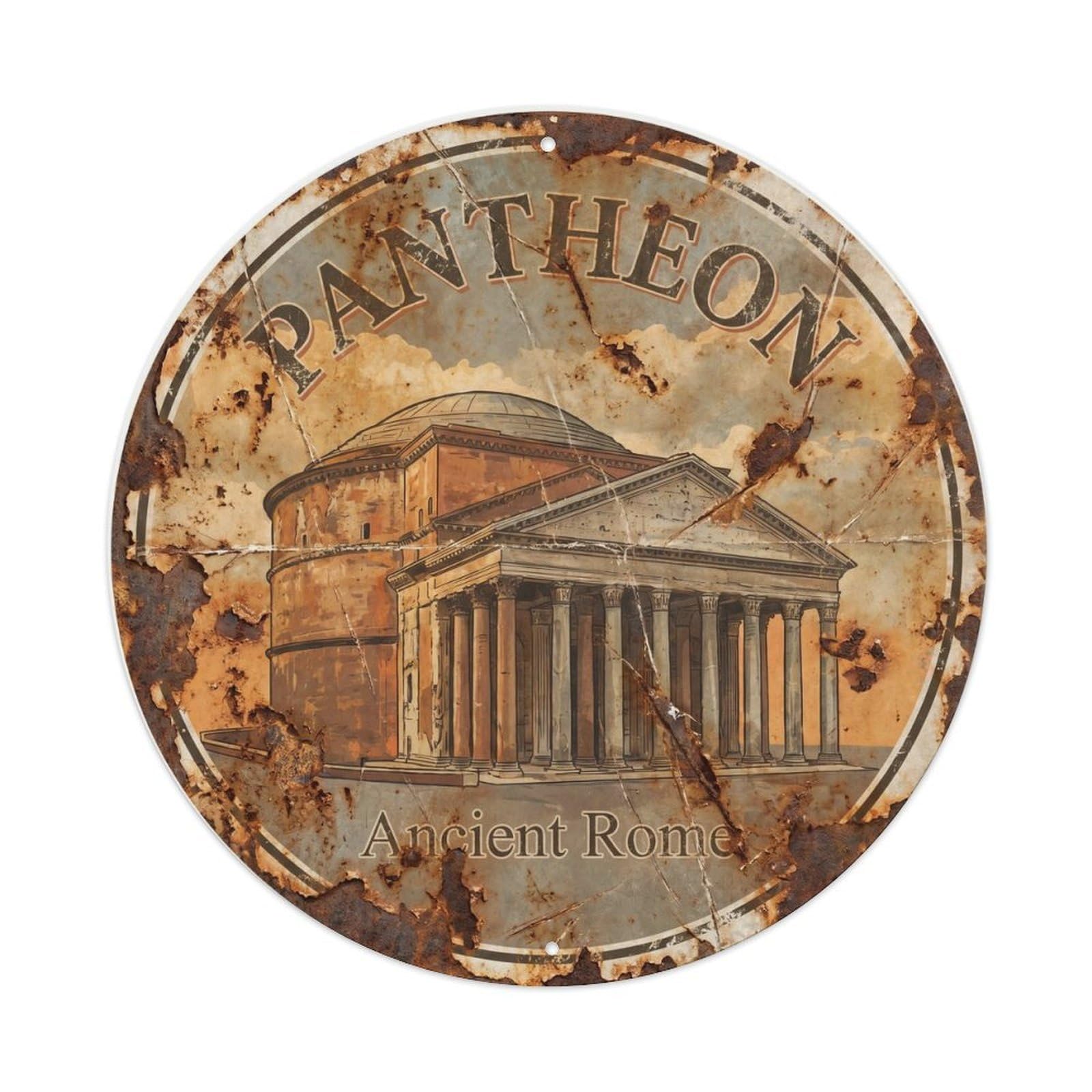 Fqnyr Style Vintage Travel Pantheon Rome Ancient 1 Metal Tin Sign