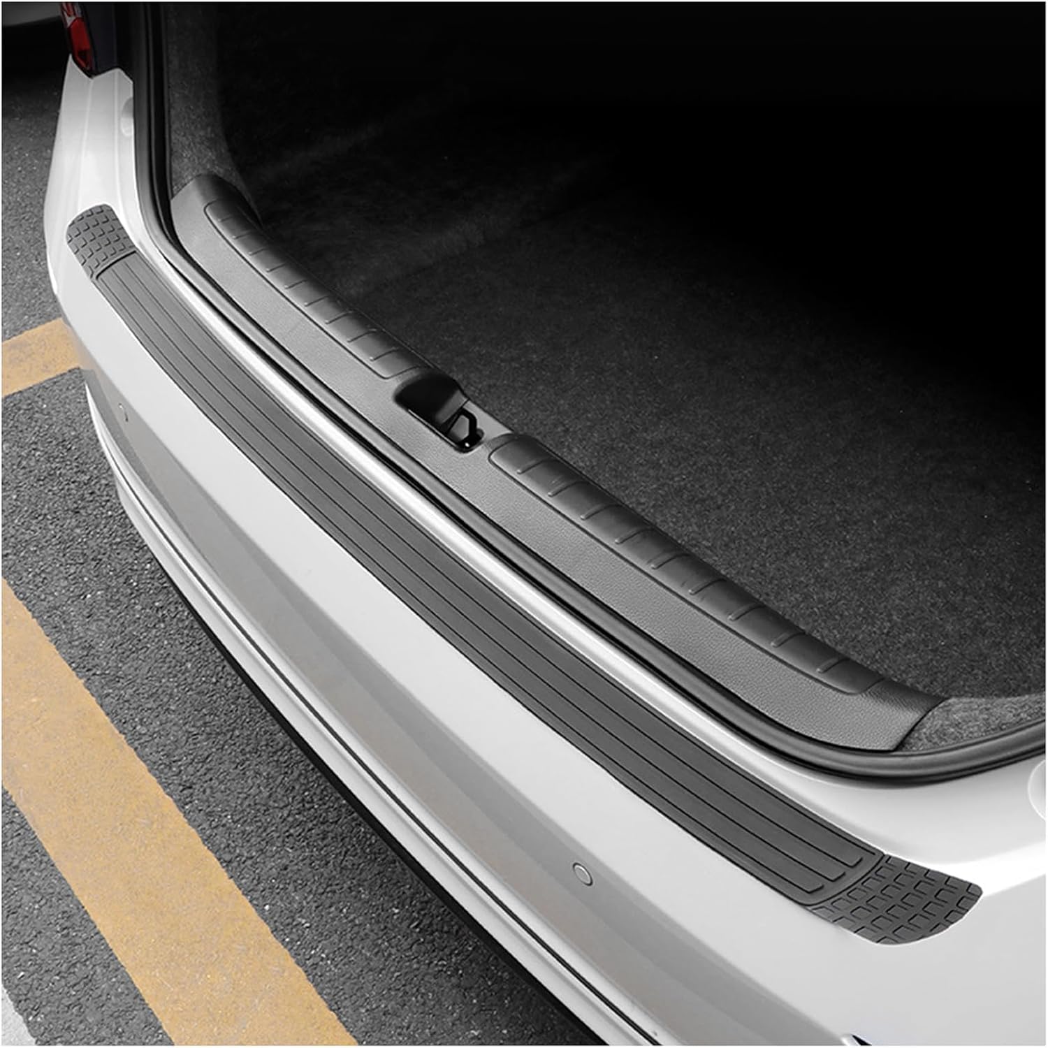 Tryagat Rear Bumper Protector suitable for VW ID.7 (ID7) 2023-2024, Car Boot Sill Guard Rubber Trim Cover Strip Anti-Scratch Tailgate Luggage Pad Protection Black,90 * 7