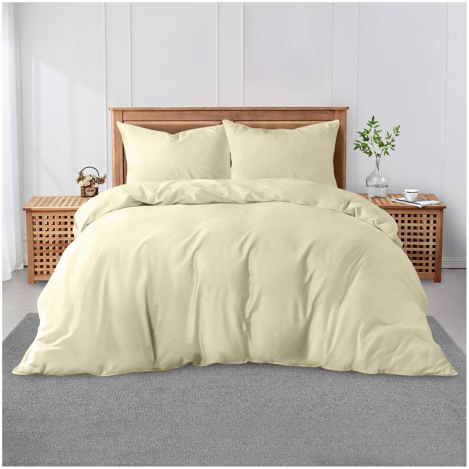 GC GAVENO CAVAILIA Plain Bedding Set, Cream, Double