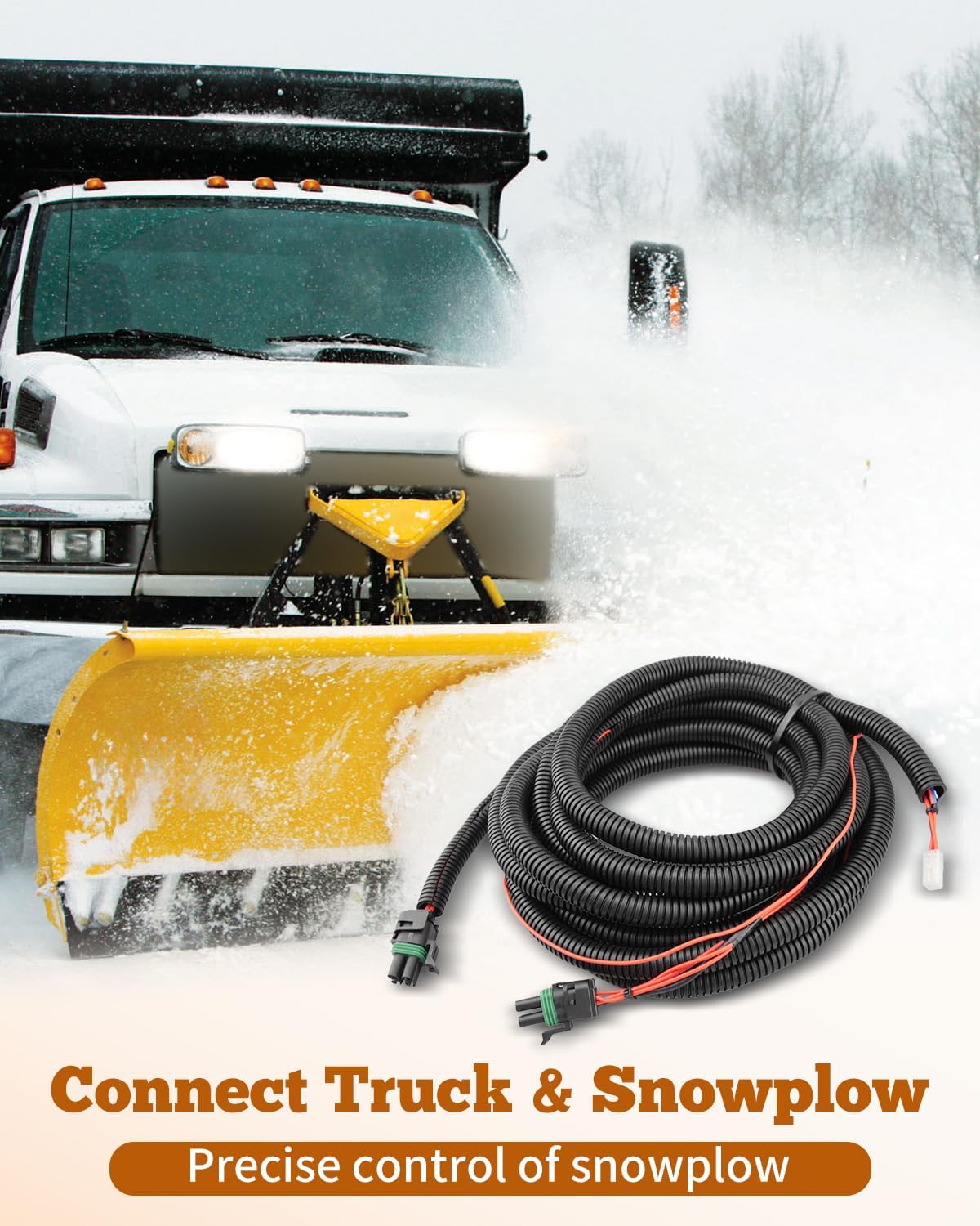 28587 2 Plugs Truck Side Fleet Flex Control Harness Fit for Western Fisher Blizzard SnowEx Snowplow