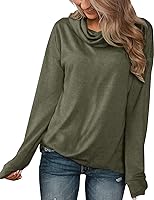 Minthunter Women's Long Sleeve Cowl Neck Tunic Sweatshirt - Casual Pullover Tops for Fall Winter