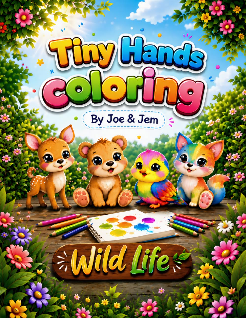 Tiny Hands Coloring Book: Cute Baby Wild Animals & Birds for Kids Ages 3–8