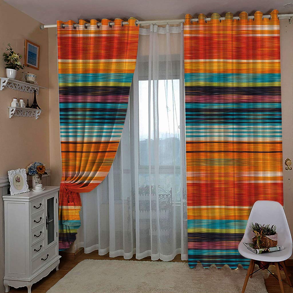 Vorhang Bunt & gestreift Blickdicht Schlaufen Verdunkelungsgardinen Gardinen Schlafzimmer 2er Set Größe:2 x B117 x H138cm