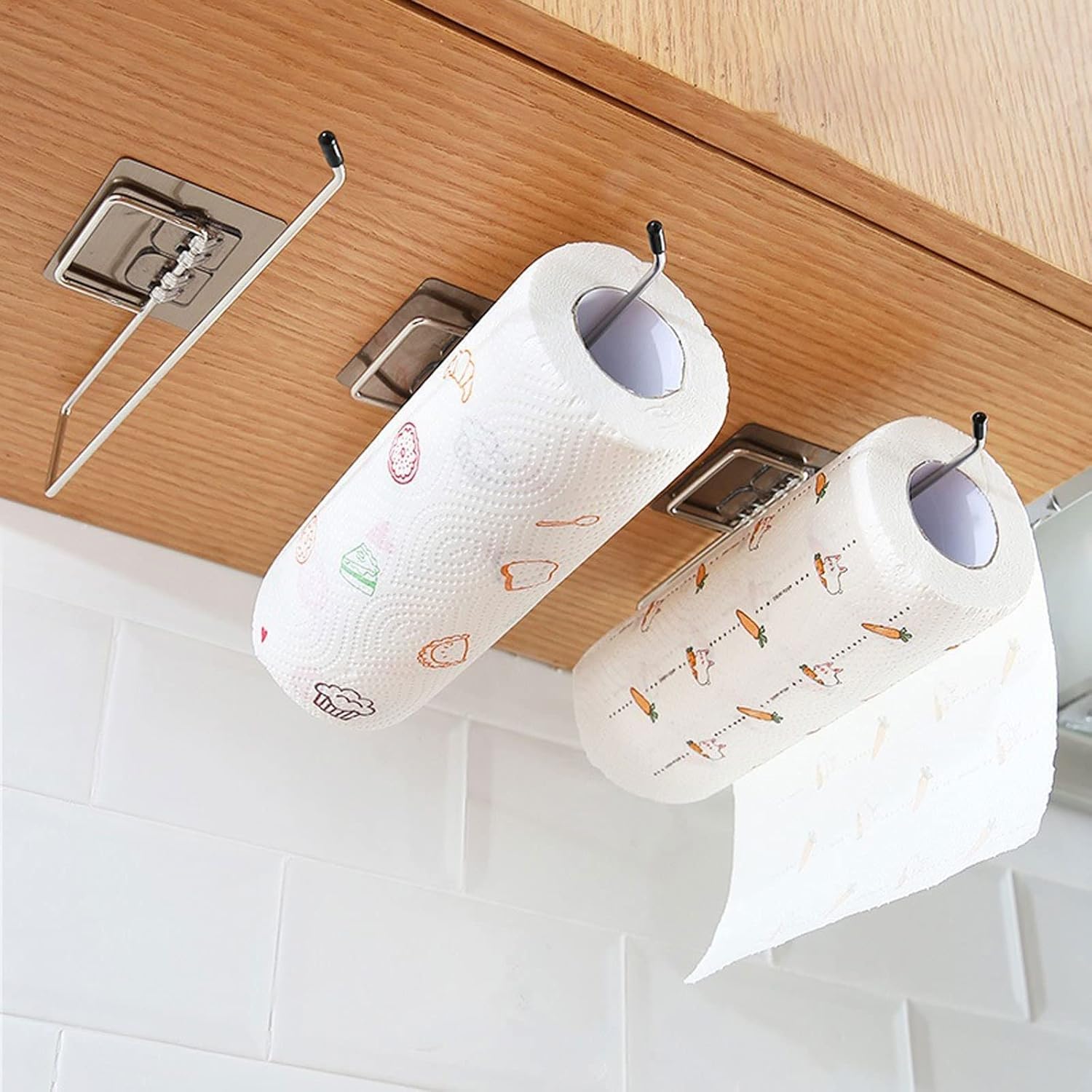 Stainless Steel Self Adhesive Napkin Ring Wall Mount Towel Hanging Holder with Magic Adhesive Pad Kitchen Paper Roll Holder Tissue Paper Stand Towel Bar Hanger for Washbasin Use — Amazon image 3