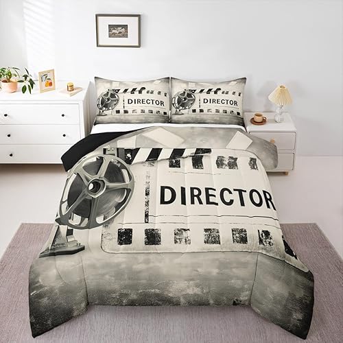 Miniatura 12 de Juego de edredón de grabación de audio vintage de los años 80, estilo retro, cintas de radio, cassette, juego de edredón de cama tamaño Queen, para