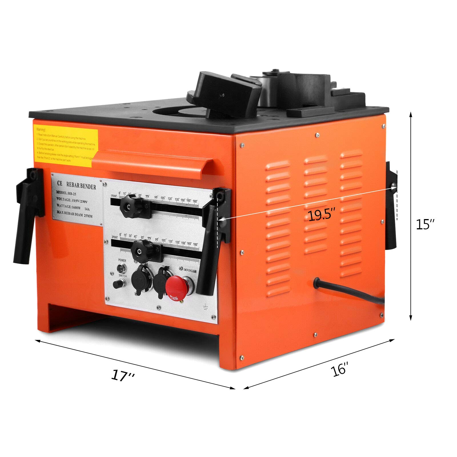 Happybuy Rebar Bender 1 inch 25 mm Rebar Bending Bender Rebar Grade 60 Electric Rebar Bender