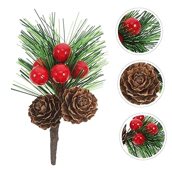 クリスマス ミニ人工松ぼっくり レッドベリー 人工松ピック 飾り 造花 Amazon｜EchoDone 10個入り 小さな人工松ピック 松ぼっくり