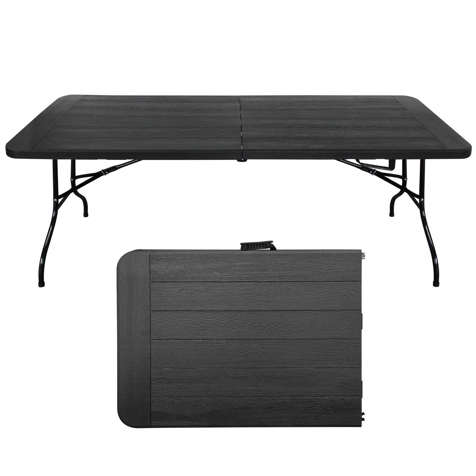 ICSPOID Folding Table, 4FT/6 FT Foldable Table with Carrying Handle, Steel Legs Heavy Duty Portable Utility Table for Party, Dining, Wedding, Events,