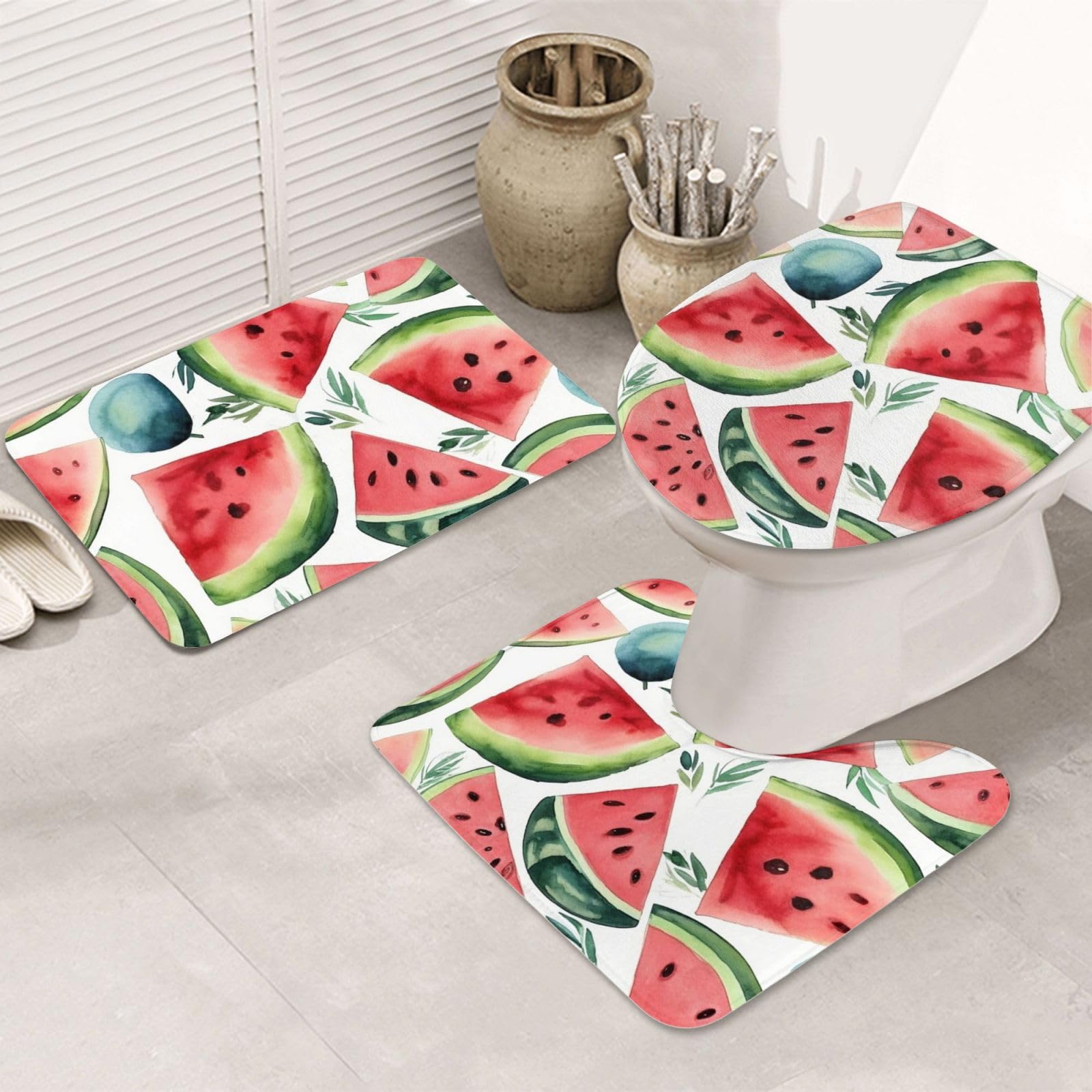 Tapis de salle de bain motif pastèque pour une décoration moderne et dynamique
