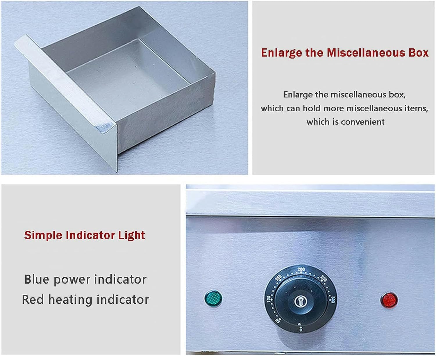 4400W Commercial Electric Countertop Griddle Grill 73x40 cm Stainless Steel Flat Griddle Hotplate BBQ Kitchen Grill Adjustable Temp Control Restaurant Grill Oil Drawer for Kitchen Business